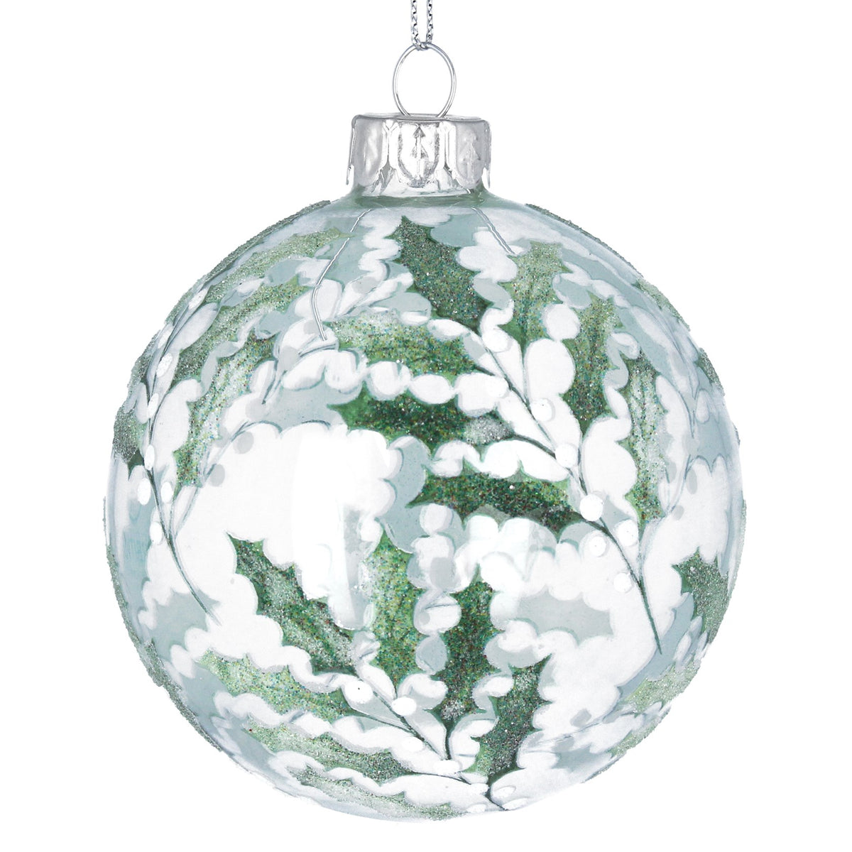 Gisela Graham Clear Glass Ball with Vintage Holly/White Berries
