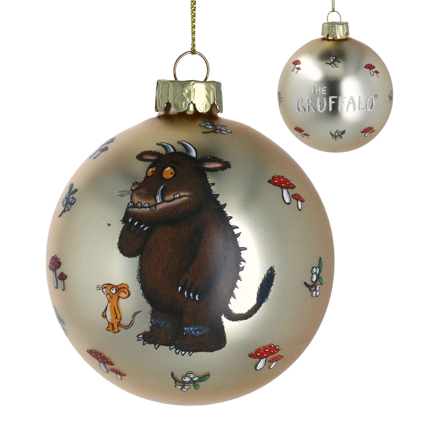 Gisela Graham Matt Gold Gruffalo & Mouse Glass Bauble