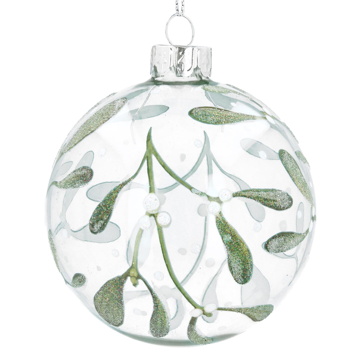 Gisela Graham Clear Glass Ball with Mistletoe