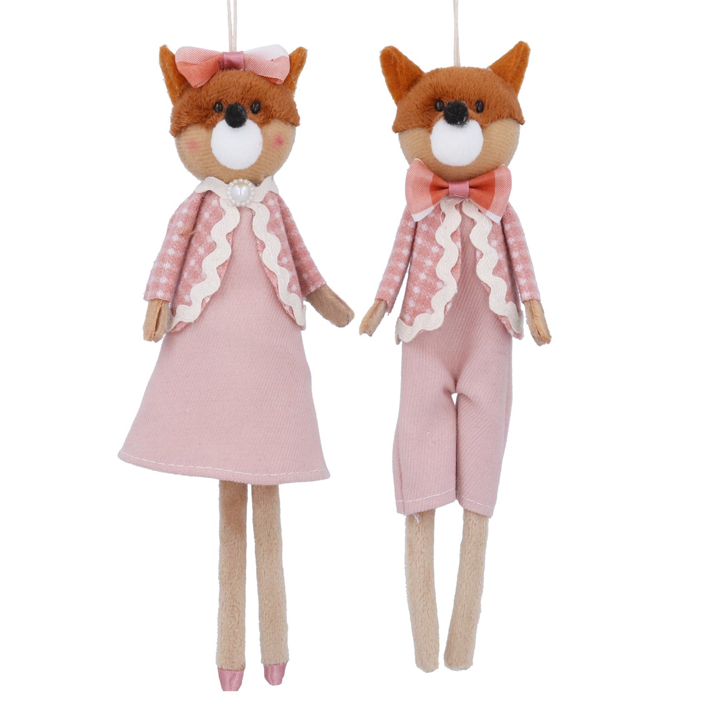 Gisela Graham Fabric Dressed Mr/Mrs Fox Decoration