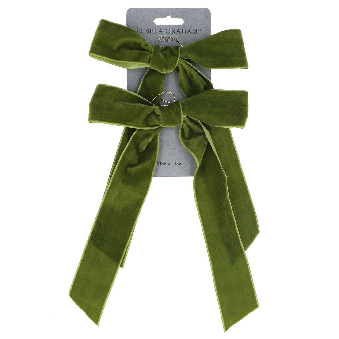 Gisela Graham Green Velvet Bow Decoration