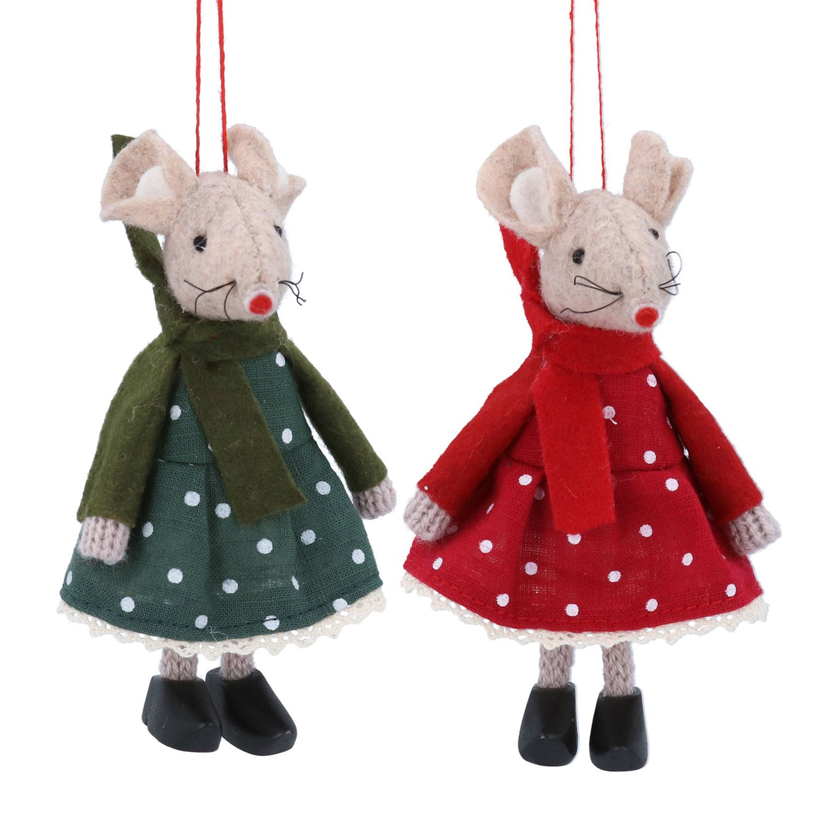 Gisela Graham Fabric Decoration - Mouse with Polka Dot Dress