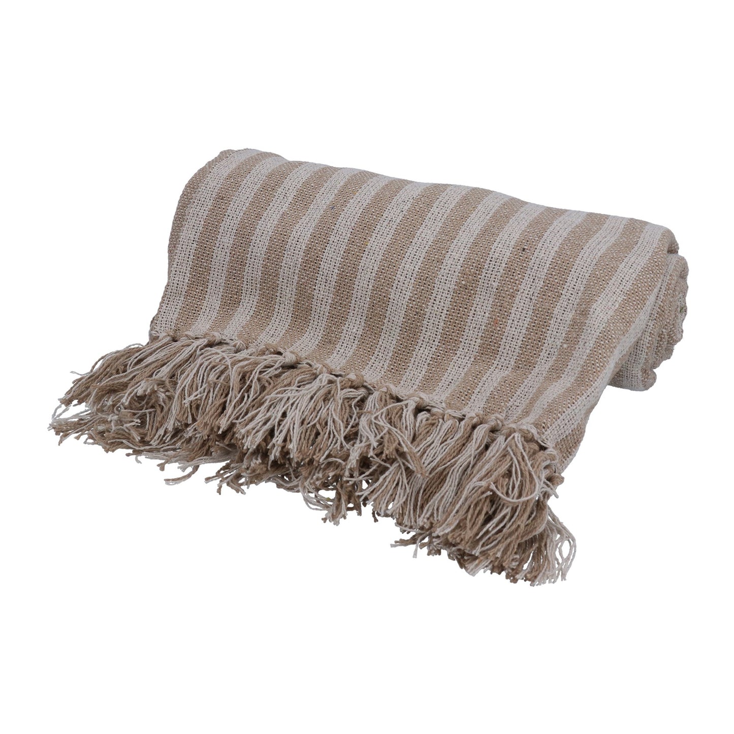 Gisela Graham Taupe Woven Stripe Cotton Throw