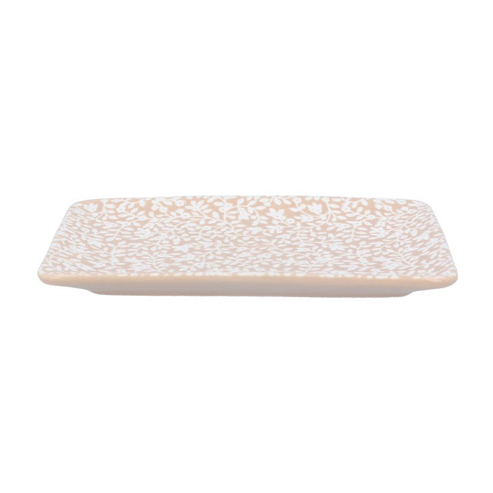Gisela Graham Trinket Dish - Beige & White Leaves