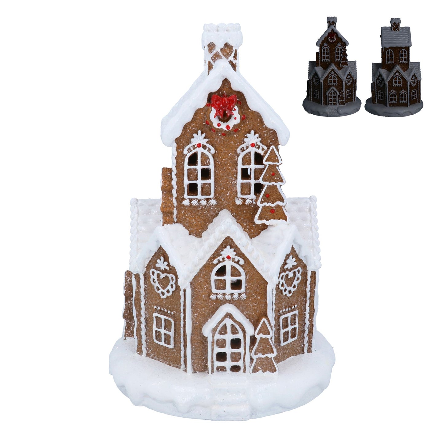 Gisela Graham Resin White Iced LED Gingerbread Village