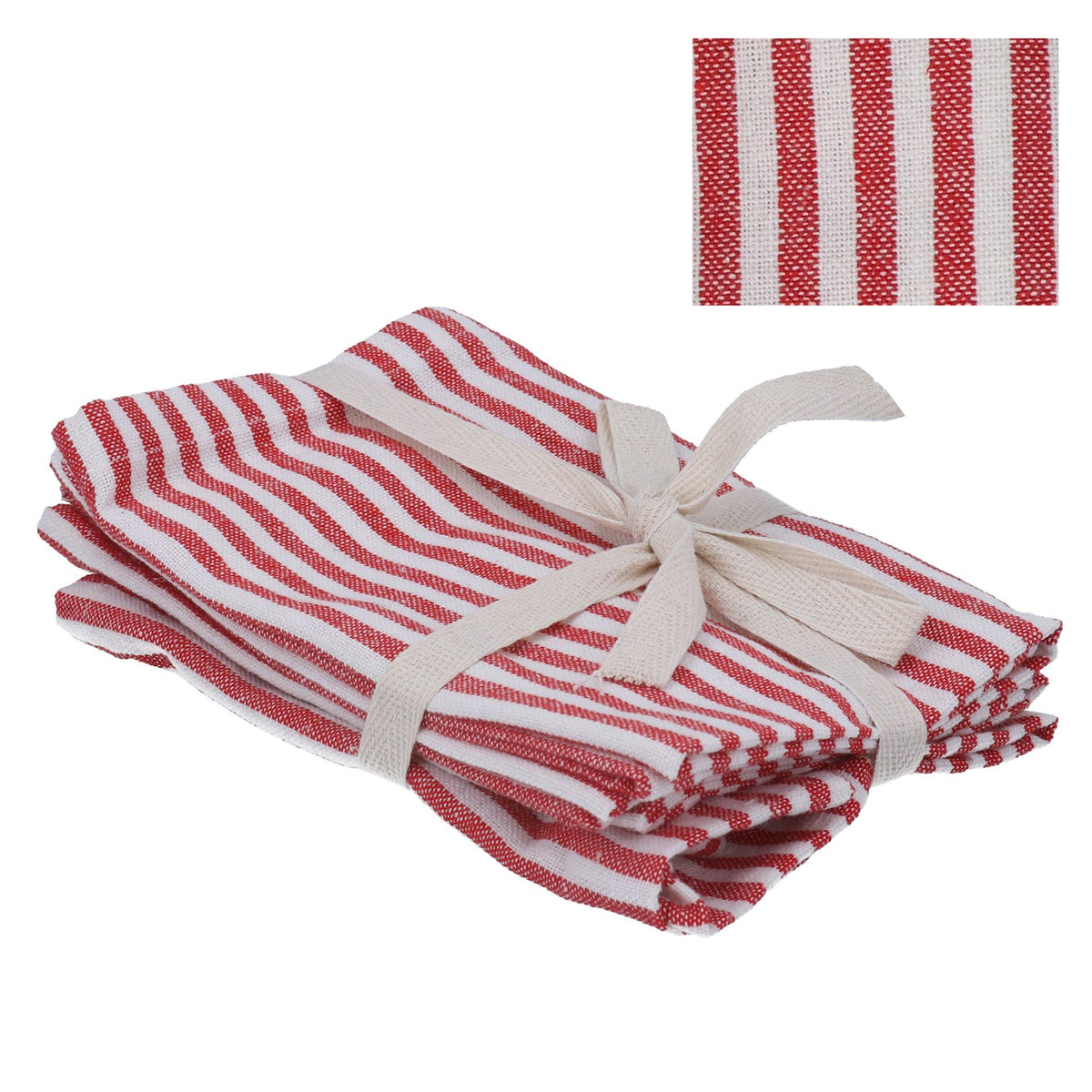 Gisela Graham Red Cotton Mix Stripe Napkin