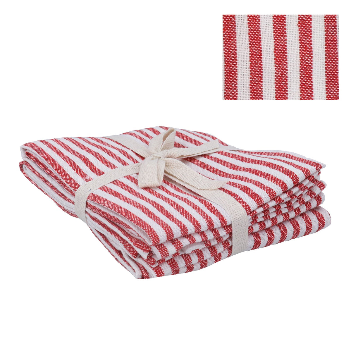 Gisela Graham Red Cotton Mix Stripe T-Towel