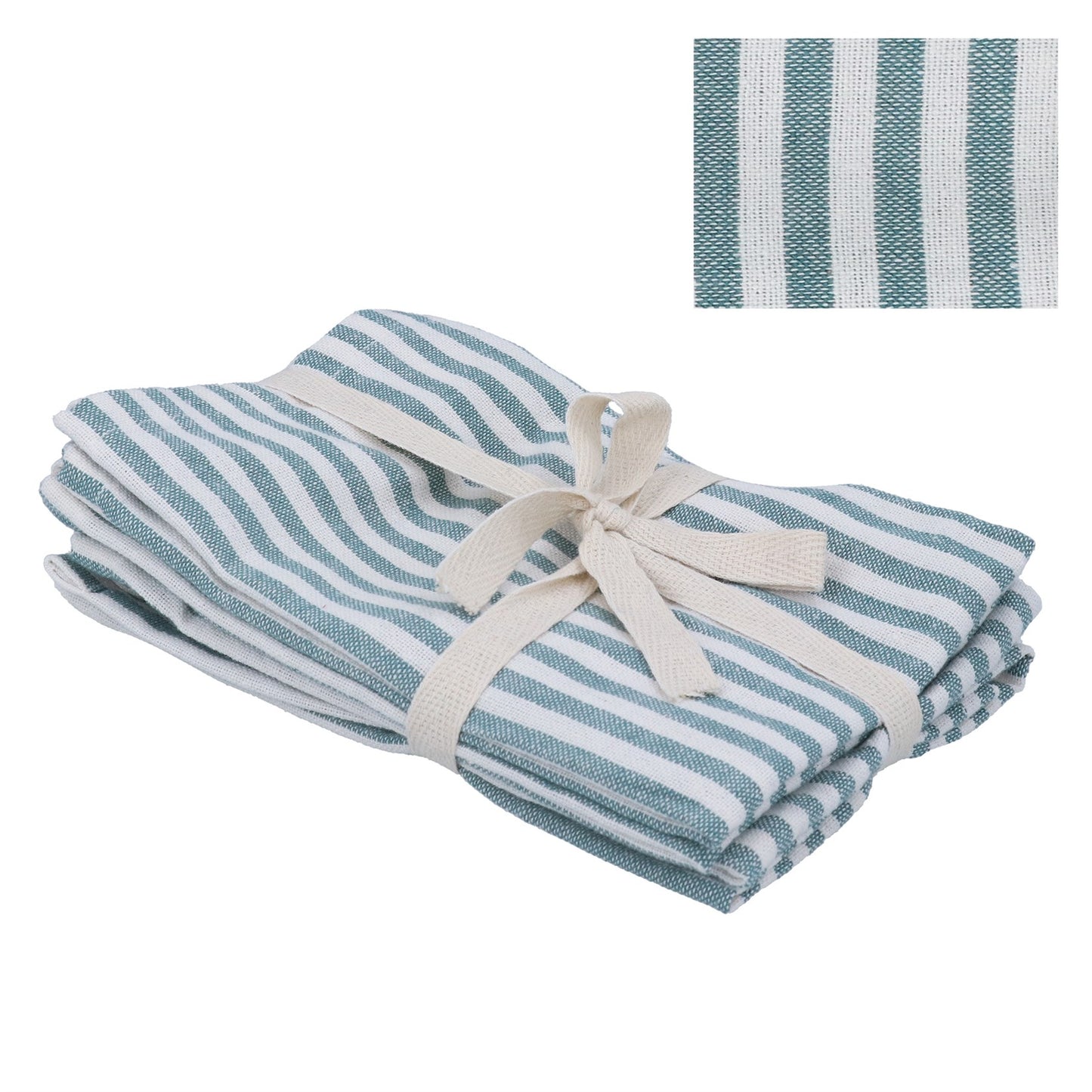 Gisela Graham Pack/4 Cotton Napkin 40cm - Green Mix Stripe