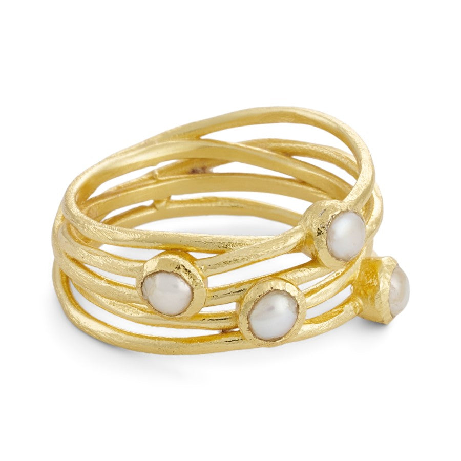 Pure By Nat Anna Ring With Pearls