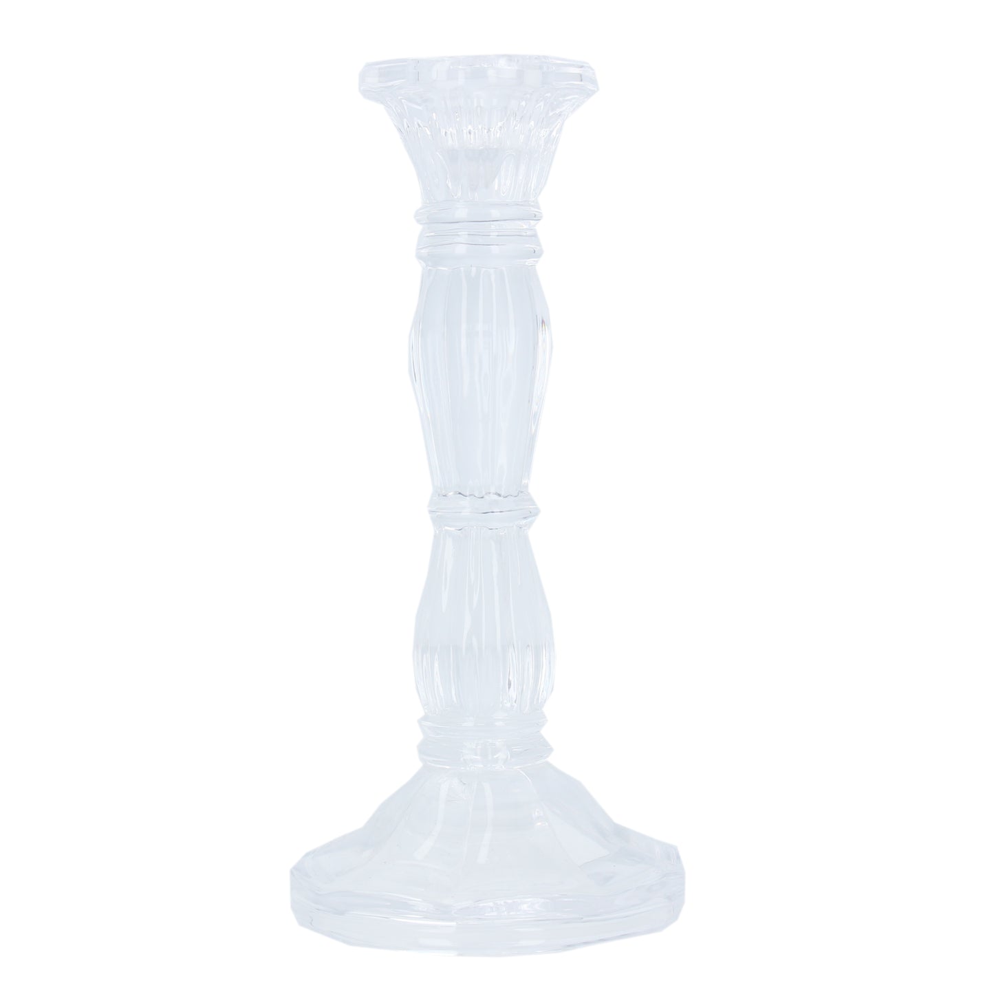 Gisela Graham Clear Glass Moulded Candlestick