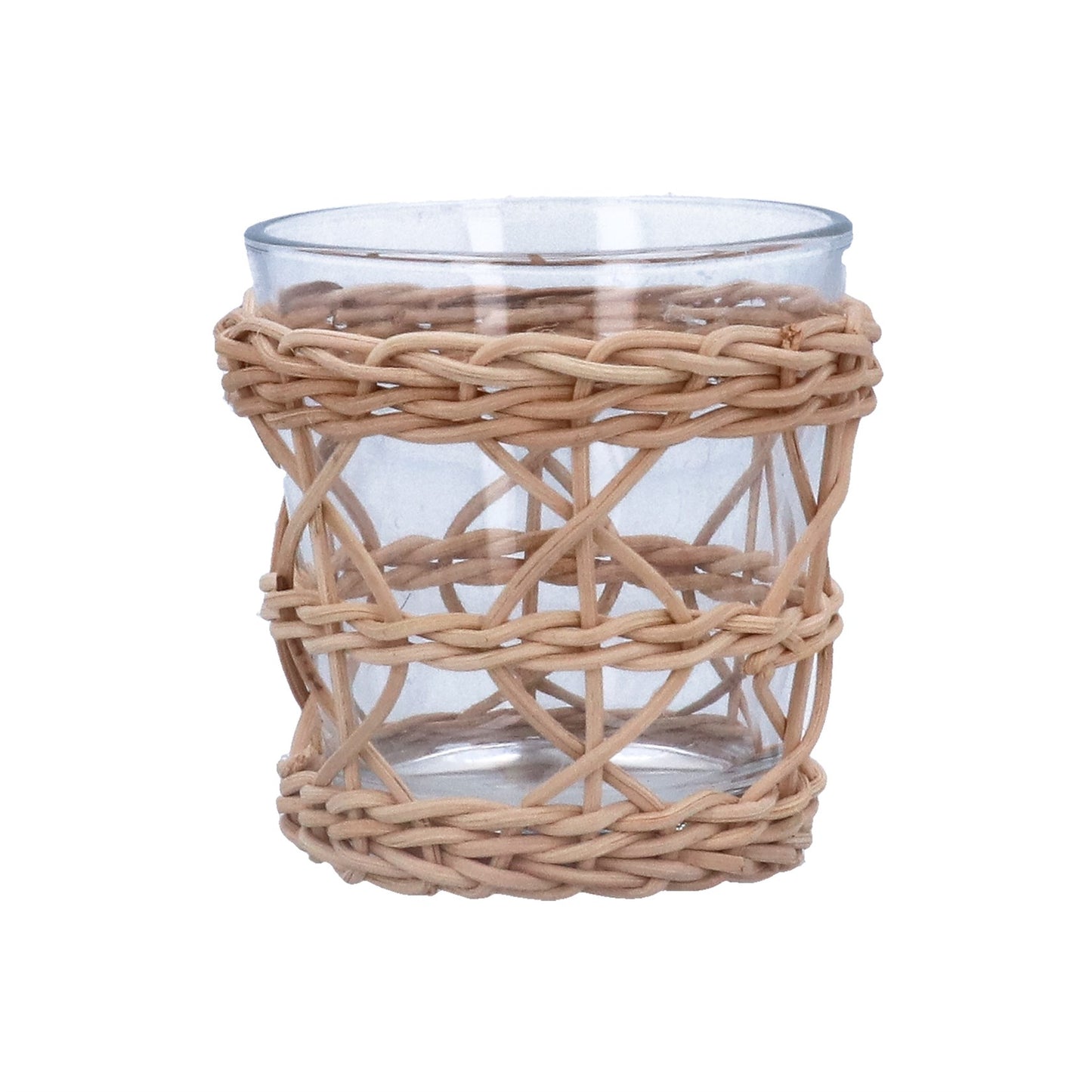 Gisela Graham Glass and Rattan T-Lite Holder