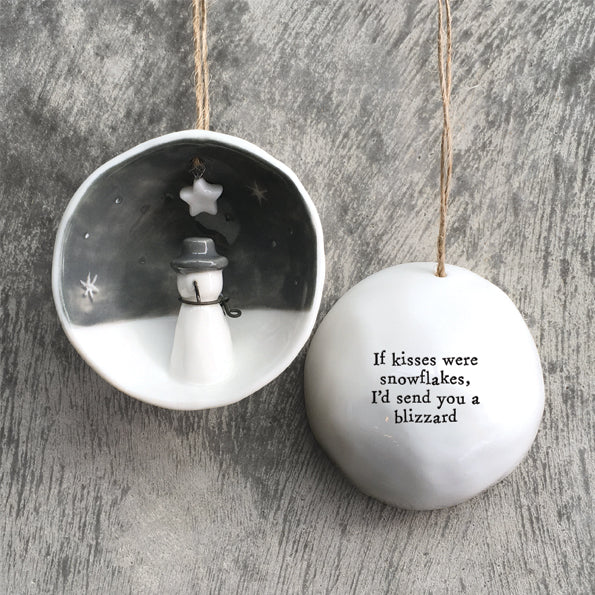 East of India If Kisses were Snowflakes Half Porcelain Bauble