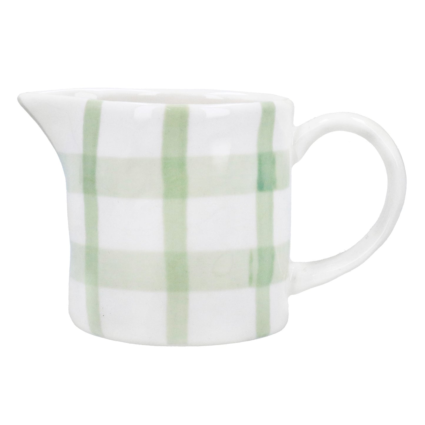 Gisela Graham Stoneware Mini Jug - Green Check