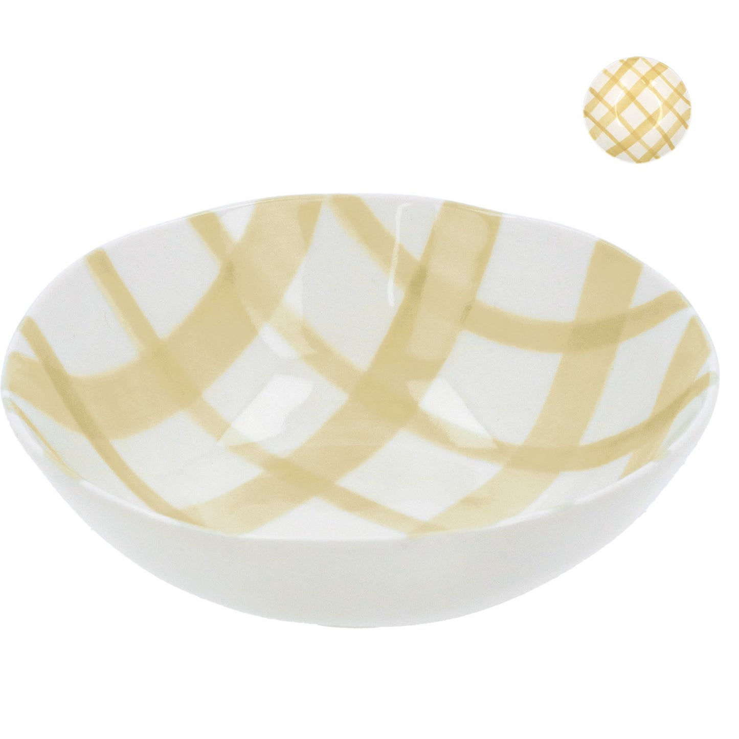 Gisela Graham Handpainted Small Bowl - Yellow Check