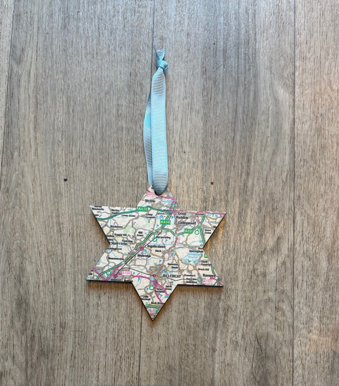 Ingatestone Map Wooden Christmas Star