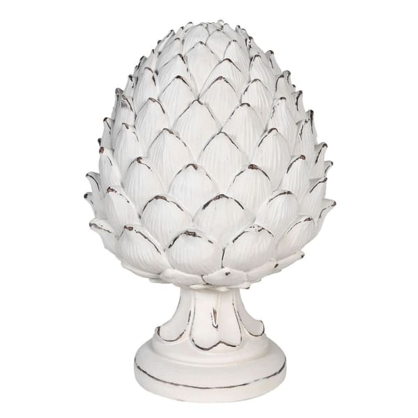 White Rustic Ceramic Artichoke Ornament