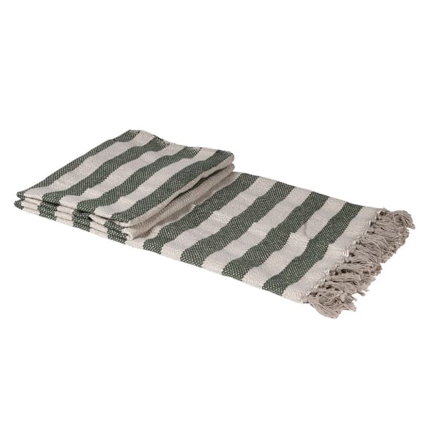 Moss Stripe Tassel Throw