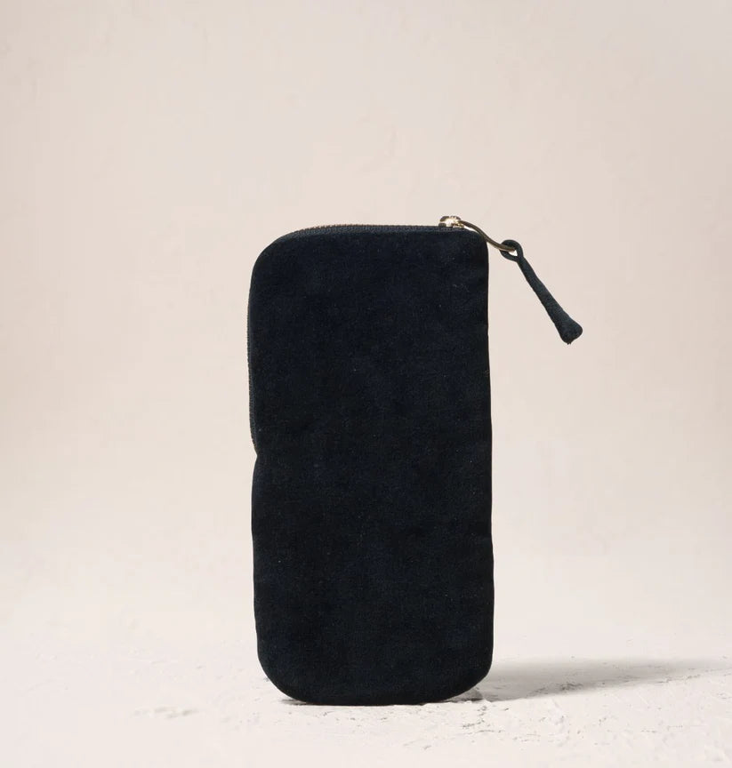 Elizabeth Scarlett Charcoal Velvet Glasses Case - Celestial Leopard