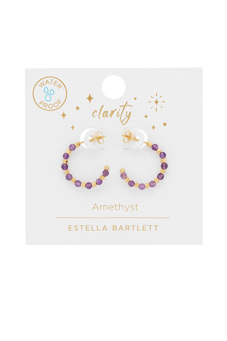 Estella Bartlett Wellness Coco Beaded Hoop Earrings - Amethyst