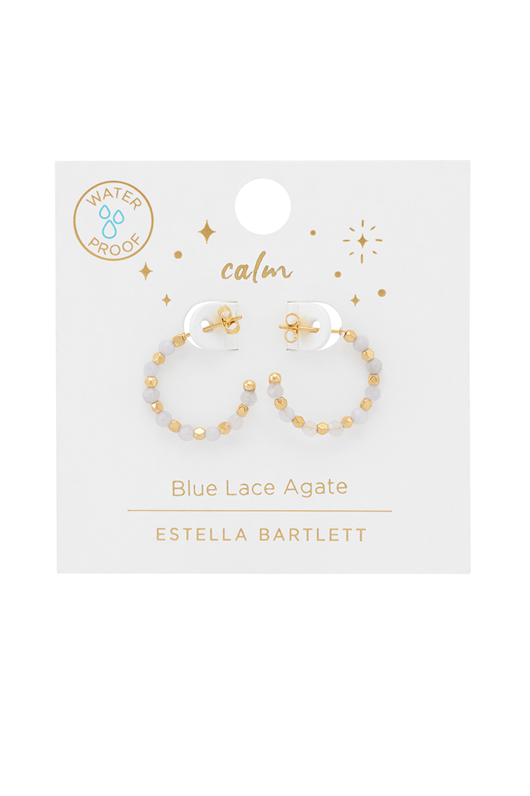 Estella Bartlett Wellness Coco Beaded Hoop Earrings - Blue Lace Agate
