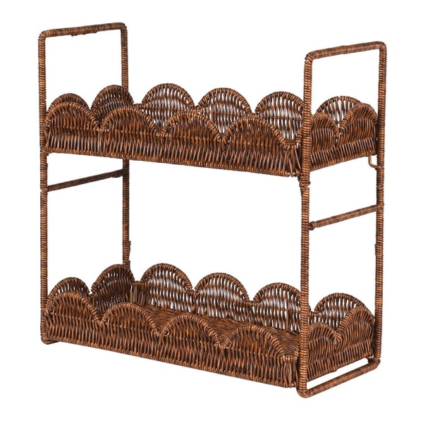 Faux Rattan Tiered Shelves
