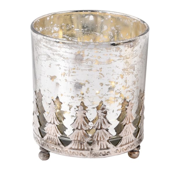 Antique Silver Xmas Tree Votive