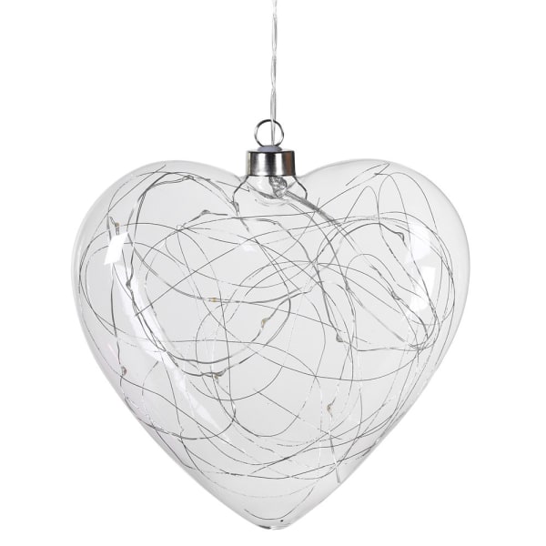 Lit Clear Heart Hanging Decoration