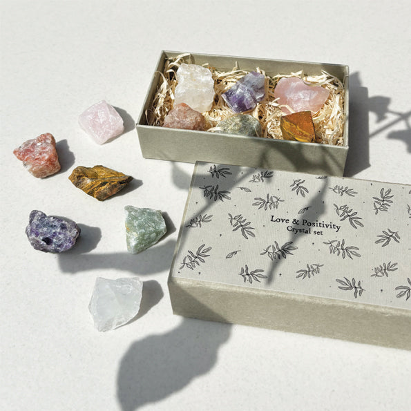 East of India Matchbox Crystal set - Love and Positivity