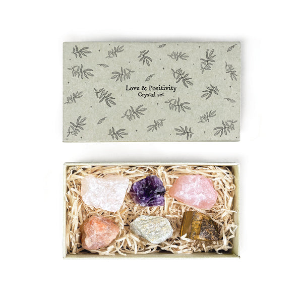 East of India Matchbox Crystal set - Love and Positivity