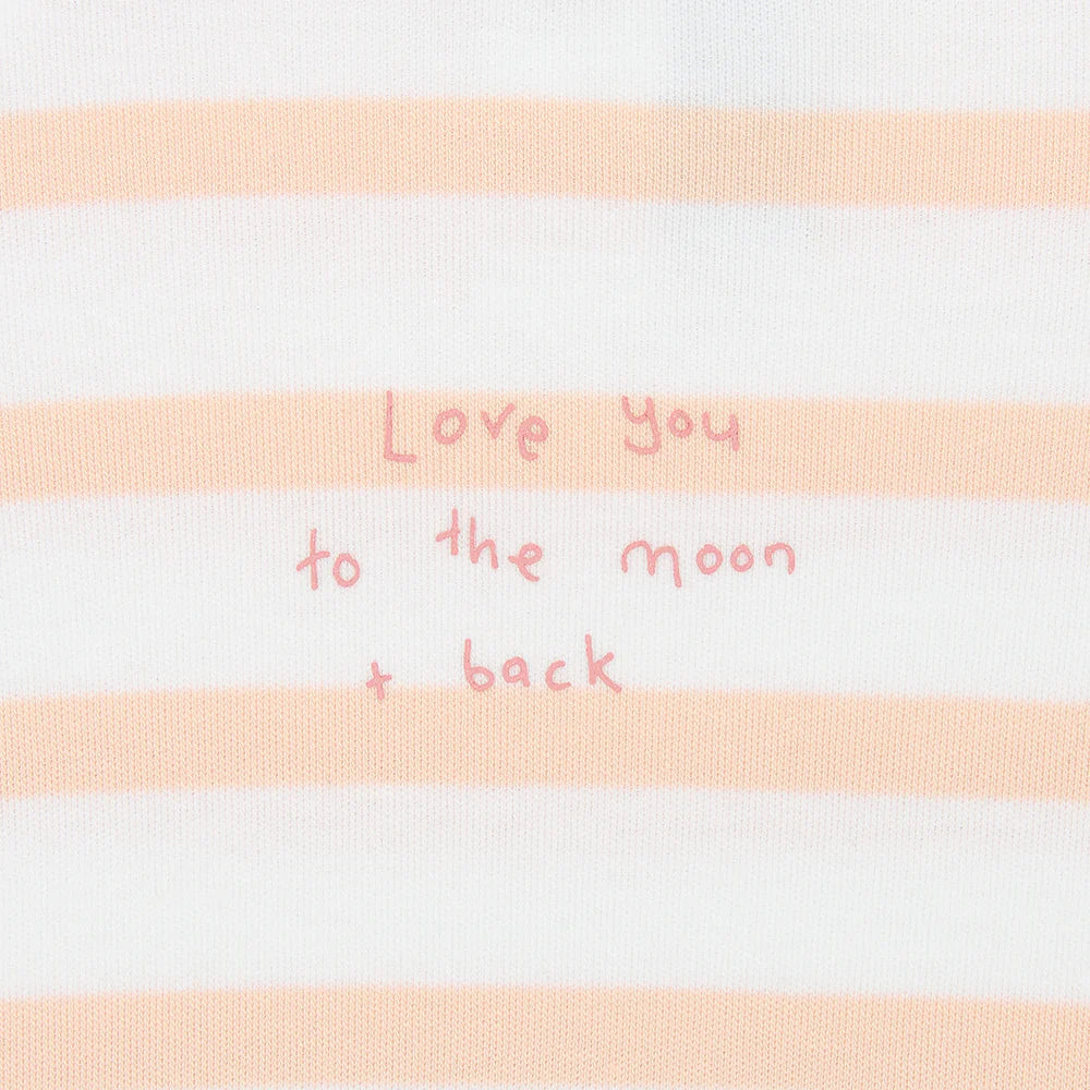 Bob & Blossom Powder Pink & White Love You To The Moon And Back Breton Striped All-in-One