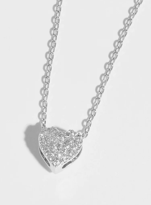 Estella Bartlett Pave Heart Slider Necklace
