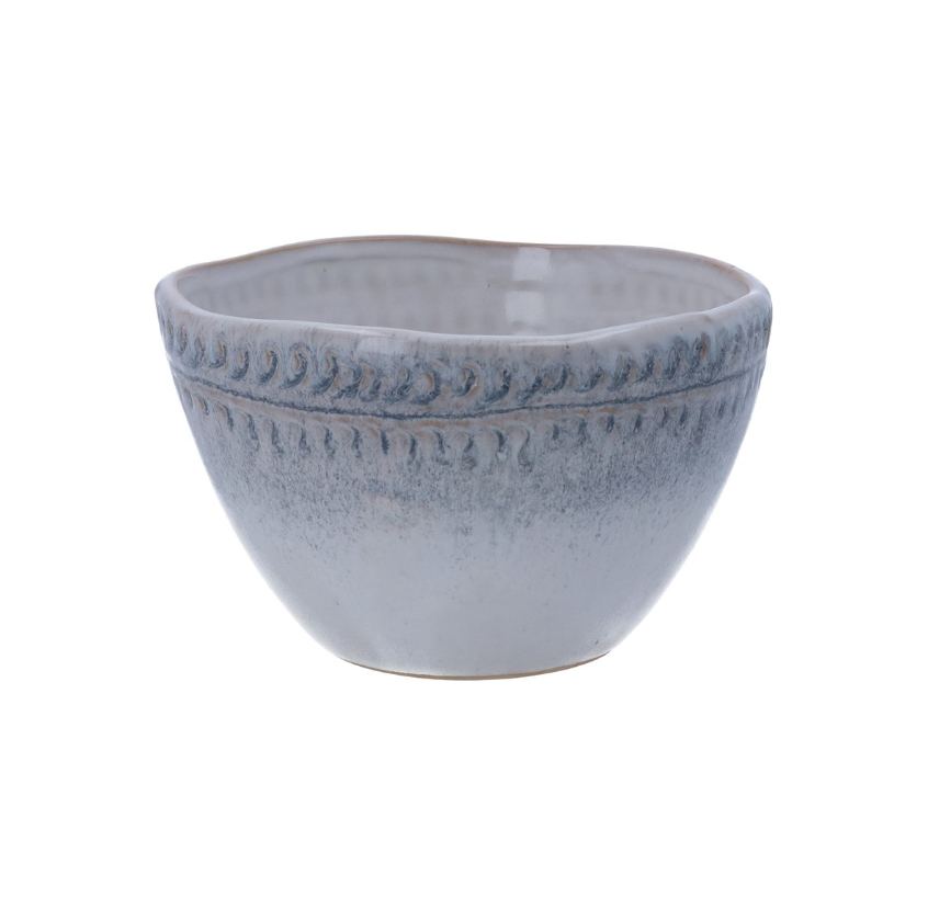 Gisela Graham Blue and White Textured Stoneware High Bowl