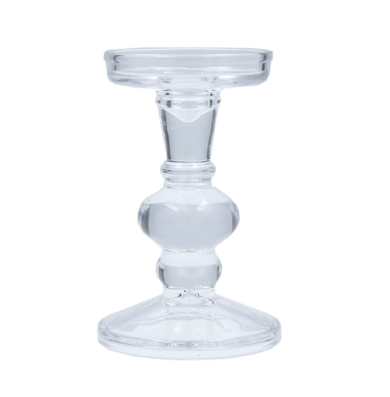 Gisela Graham Clear Ball Glass Candlestick
