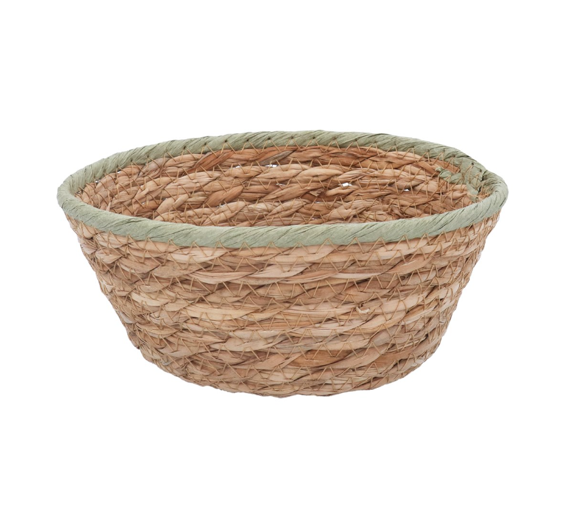 Gisela Graham Green Trim Natural Woven Basket Mini Bowl