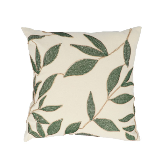 Gisela Graham Embroidered Leaves Square Cushion