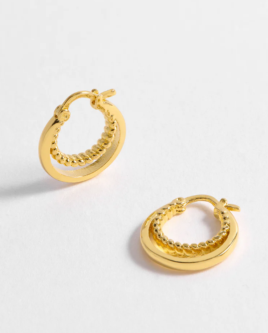 Estella Bartlett Gold Plated Twist Double Hoops