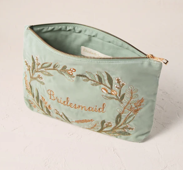 Elizabeth Scarlett Olive Branch Bridesmaid Velvet Everyday Pouch