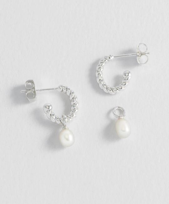 Estella Bartlett Pearl Drop And Twist Hoop Earrings