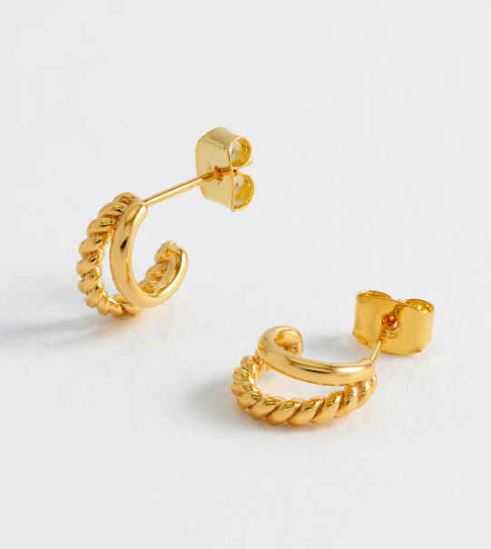 Estella Bartlett Plain and Twist Double Hoop Earrings