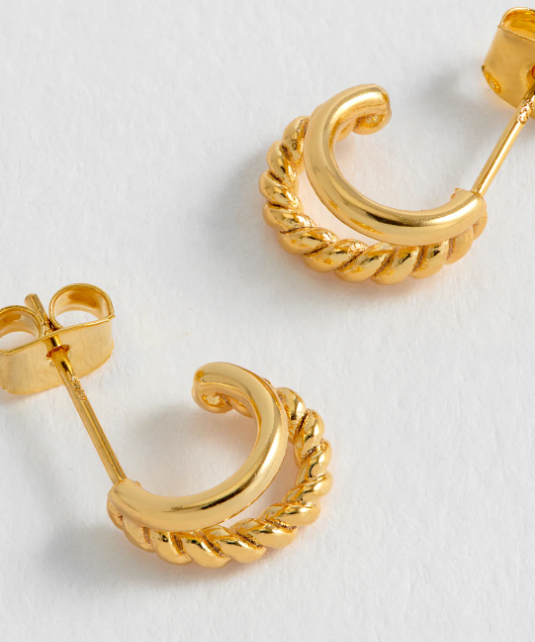 Estella Bartlett Plain and Twist Double Hoop Earrings