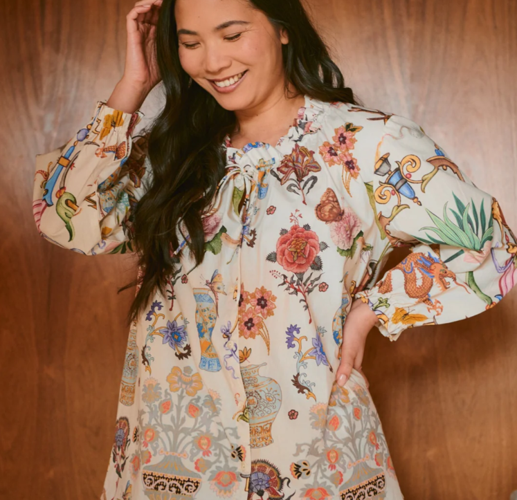 One Hundred Stars Cornucopia Ivory Poplin Pyjamas