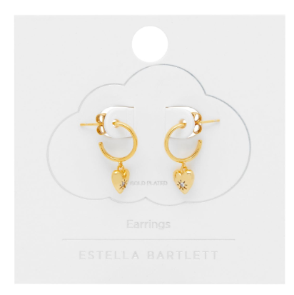 Estella Bartlett Cz Star Puffed Heart Hooped Earring