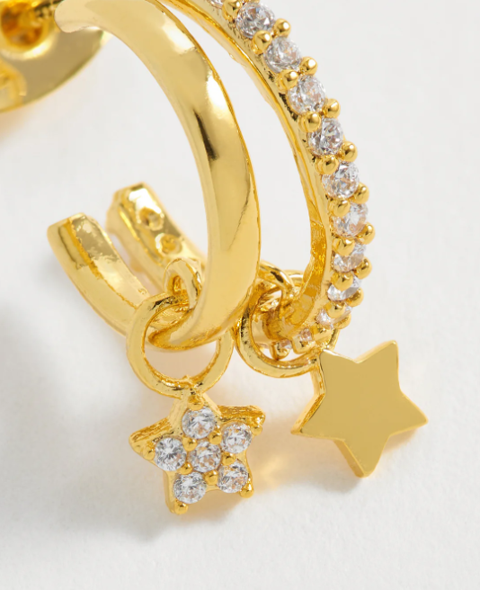 Estella Bartlett Duo Pave Star Hoop Earring