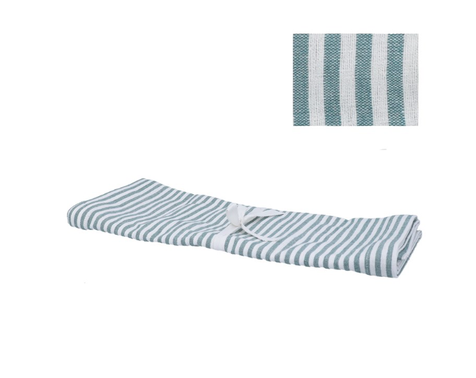 Gisela Graham Cotton Table Runner 200cm - Green Mix Stripe