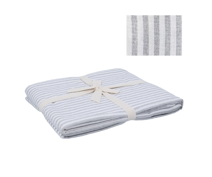 Gisela Graham Cotton Tablecloth 250cm - Grey Mix Stripe