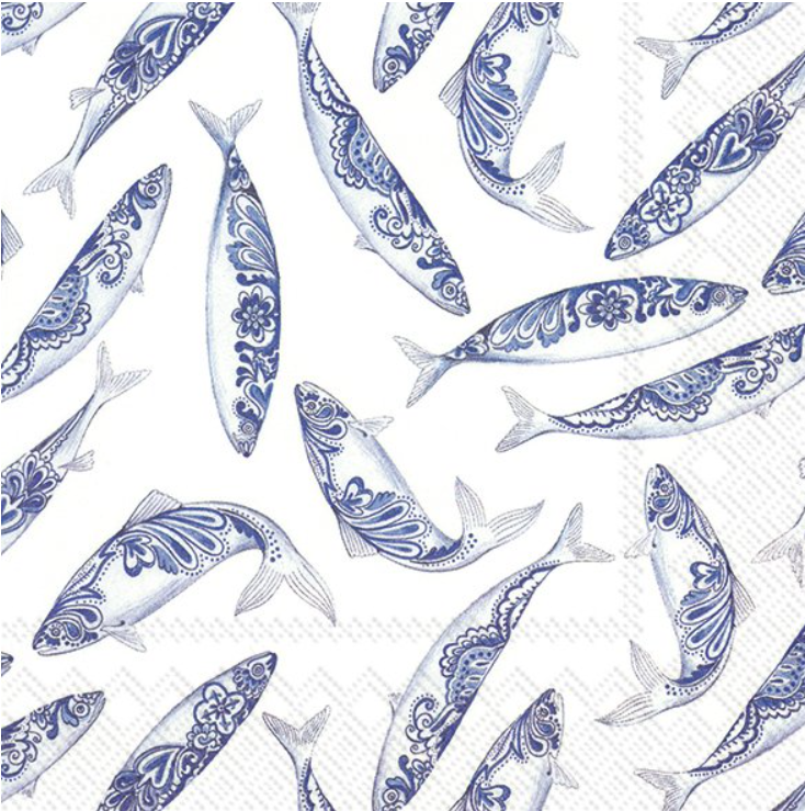 Napkins - Decorative Fish White