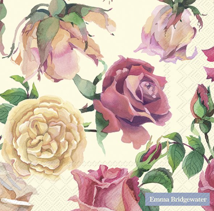 Napkins - Pink Roses Cream