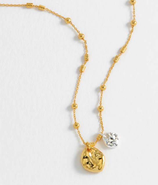 Estella Bartlett Triple Beaded Chain And Molton Pebbles Necklace