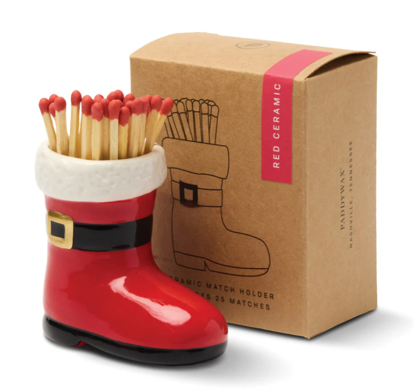 Paddywax Santa Boot Matches Holder - Red