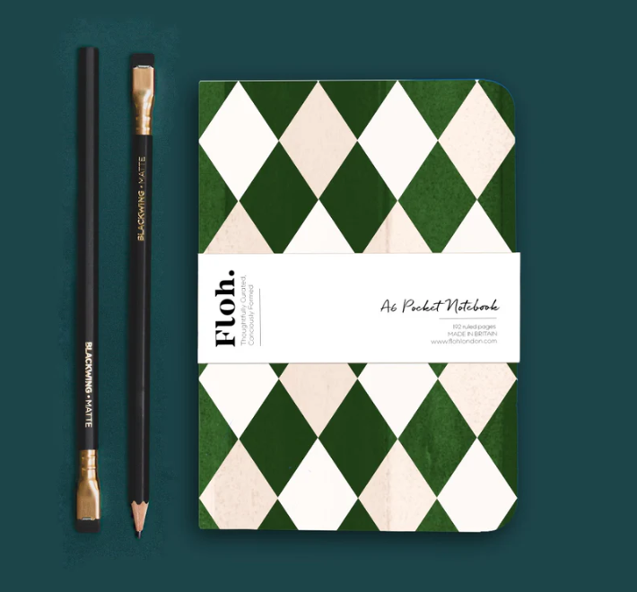 Emerald Green (Harlequin) A6 Lined Pocket Notebook